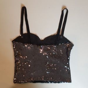 Free People Tops - Free people sequin crop bustier velvet strap small Free People Tops - Free people sequin crop bustier velvet strap small